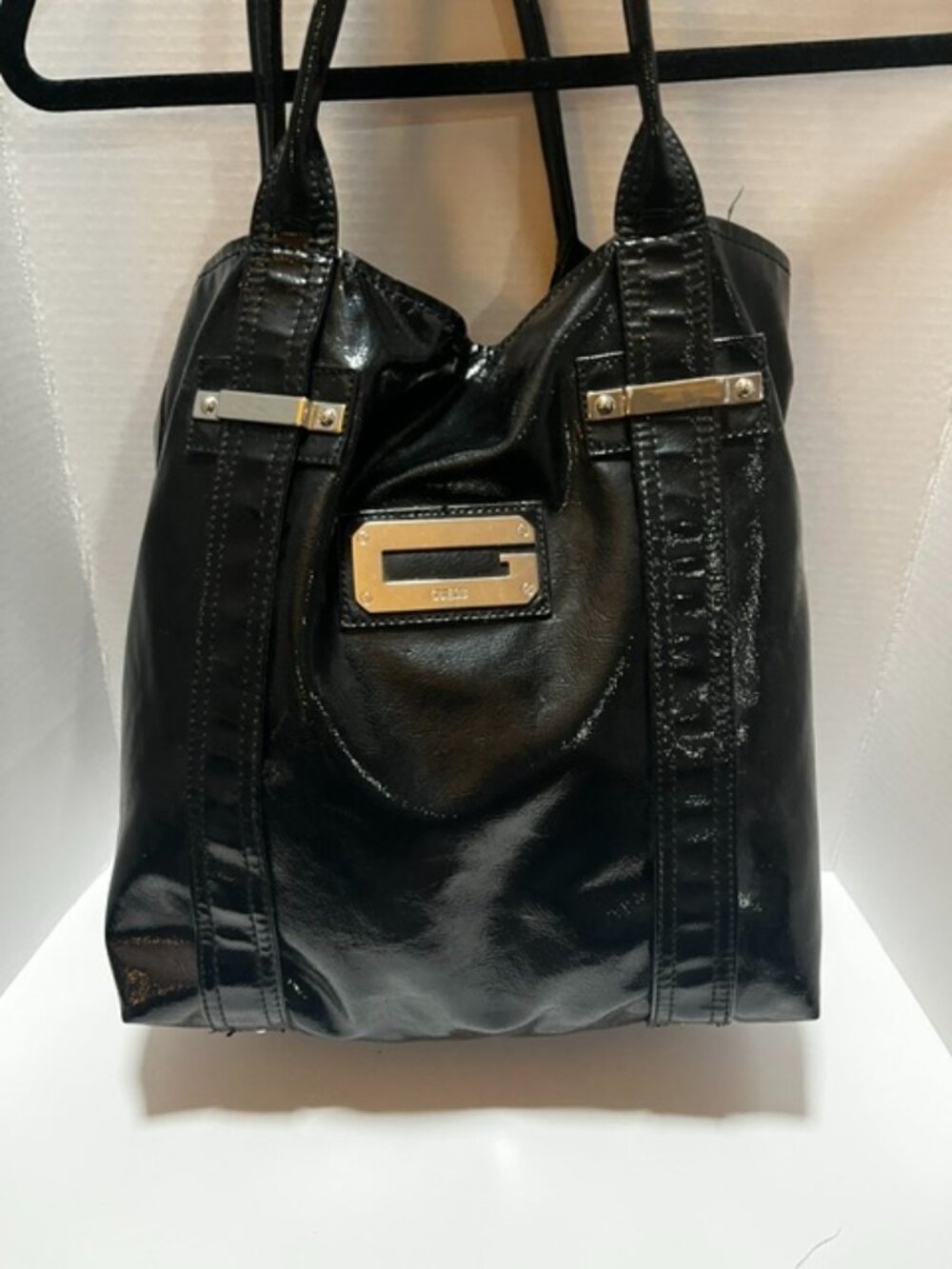 Guess black tote monogram bag with zebra lining  pre-owned excellent